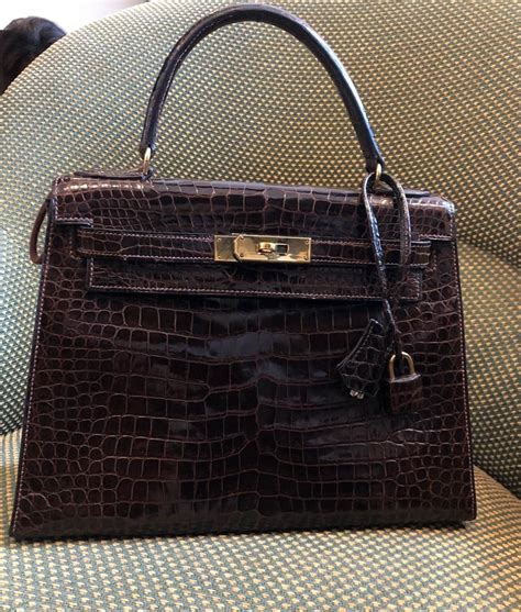 hermes kelly crocodile posorus|vintage hermes crocodile handbag.